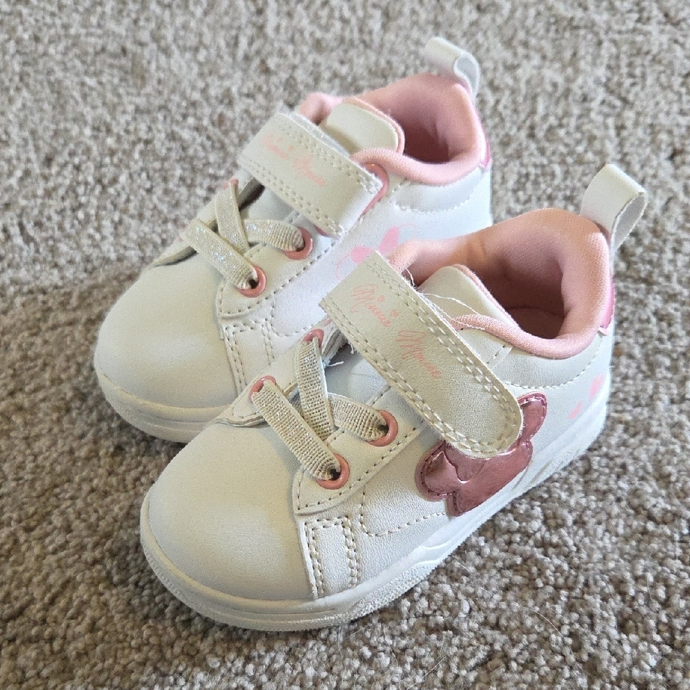Disney White and Pink Sneakers with Velcro Strap